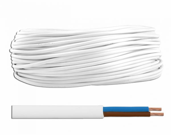 Cablu electric de joasa tensiune, MYYM, 2×0,75 mm2 – rola 100 m Tip: MYYM Sectiune cablu: 2×0,75 Lungime: 100 m Culoare: ALB